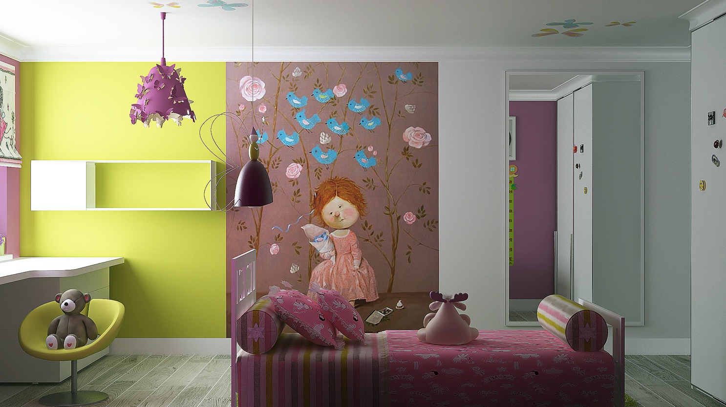 ديكورات ملونة لغرف نوم البنات