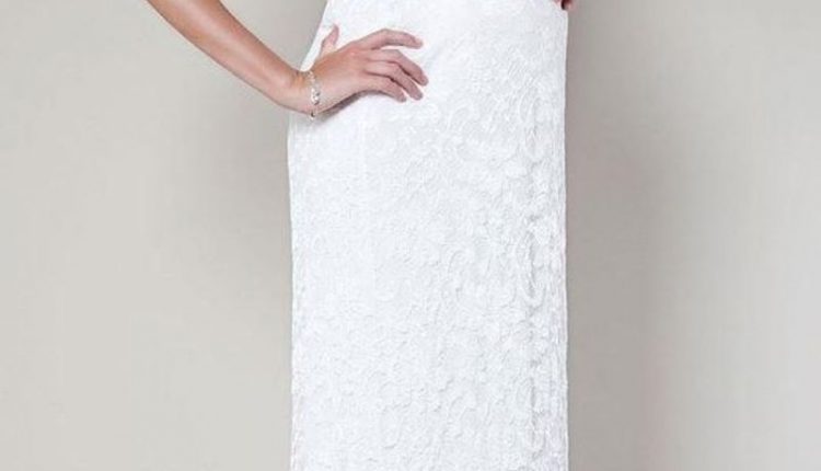 فستان سهرة للحامل أبيض بالتطريز