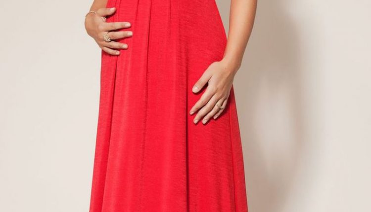 فستان سهرة للحامل احمر