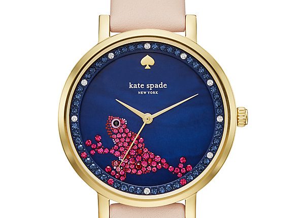 ساعة باللون الازرق والرسومات من كيت سبيد