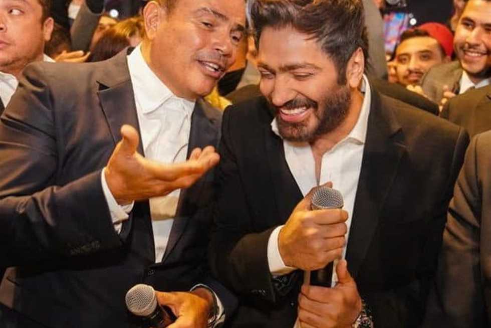 عمرو دياب يغني أول مرة مع تامر حسنى في زفاف أحمد عصام